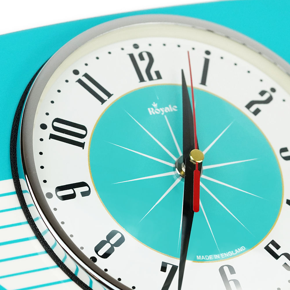 Radio Grill Mid Century Modern Wall Clock Turquoise