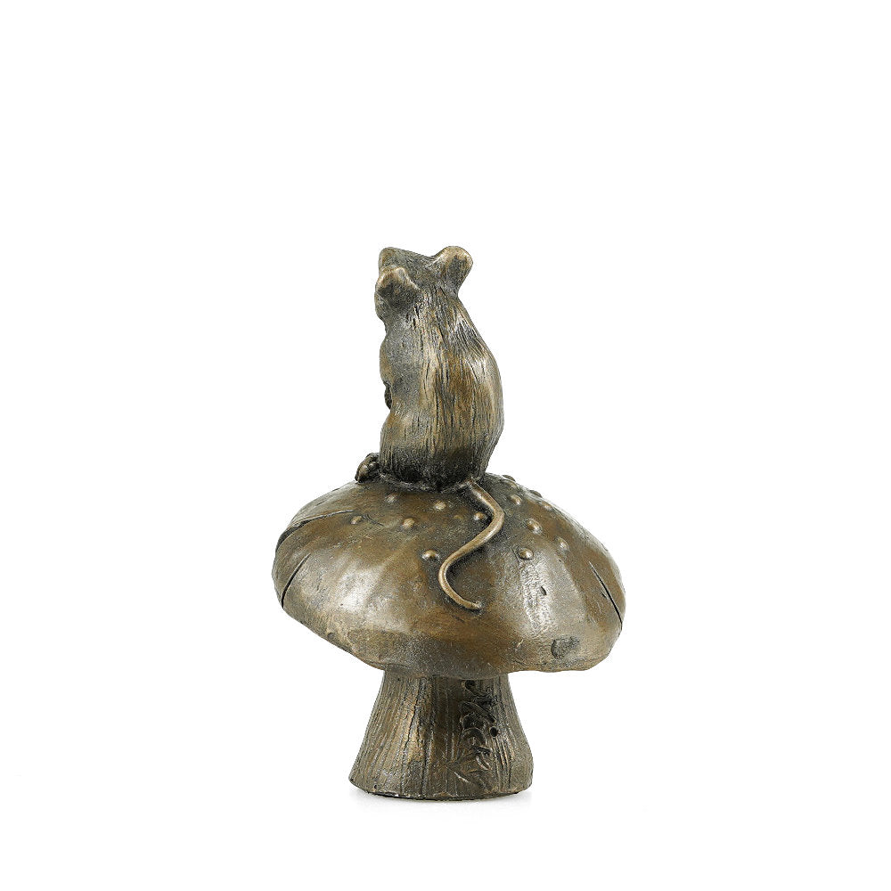 Mouse On Mushroom Cold Cast Bronze Sculpture