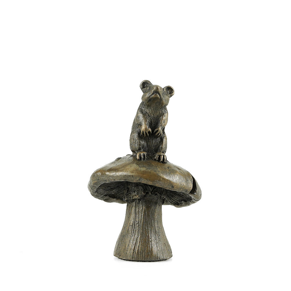Mouse On Mushroom Cold Cast Bronze Sculpture