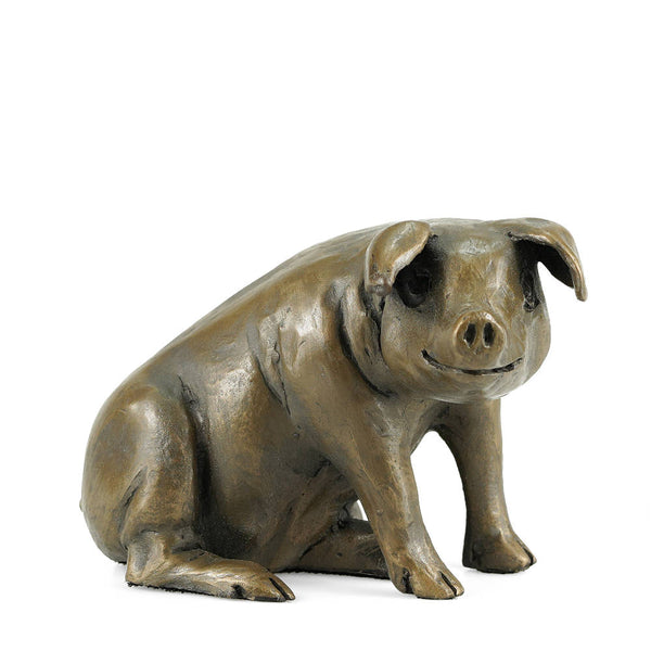 Pig Sitting Cold Cast Bronze Sculpture