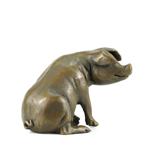 Pig Sitting Cold Cast Bronze Sculpture
