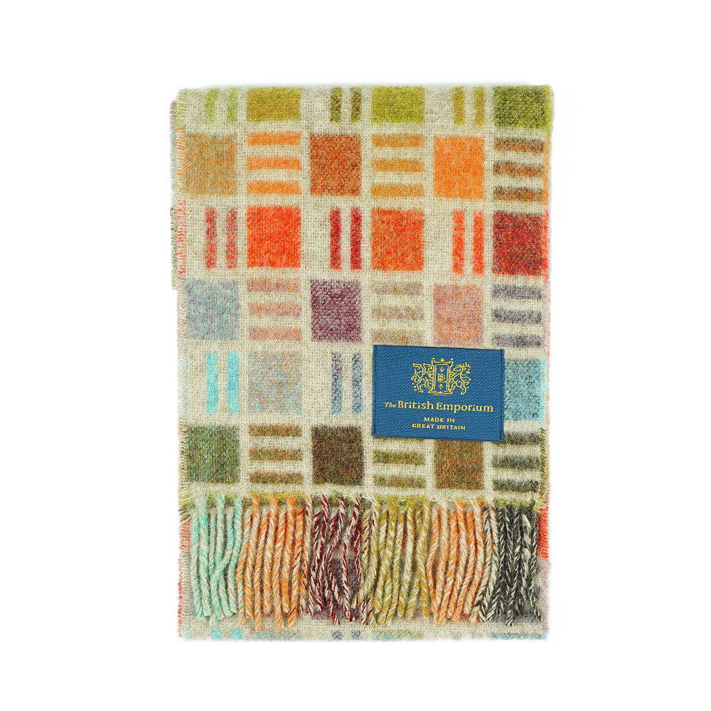 Edale Merino Wool Scarf Mosaic Sepia