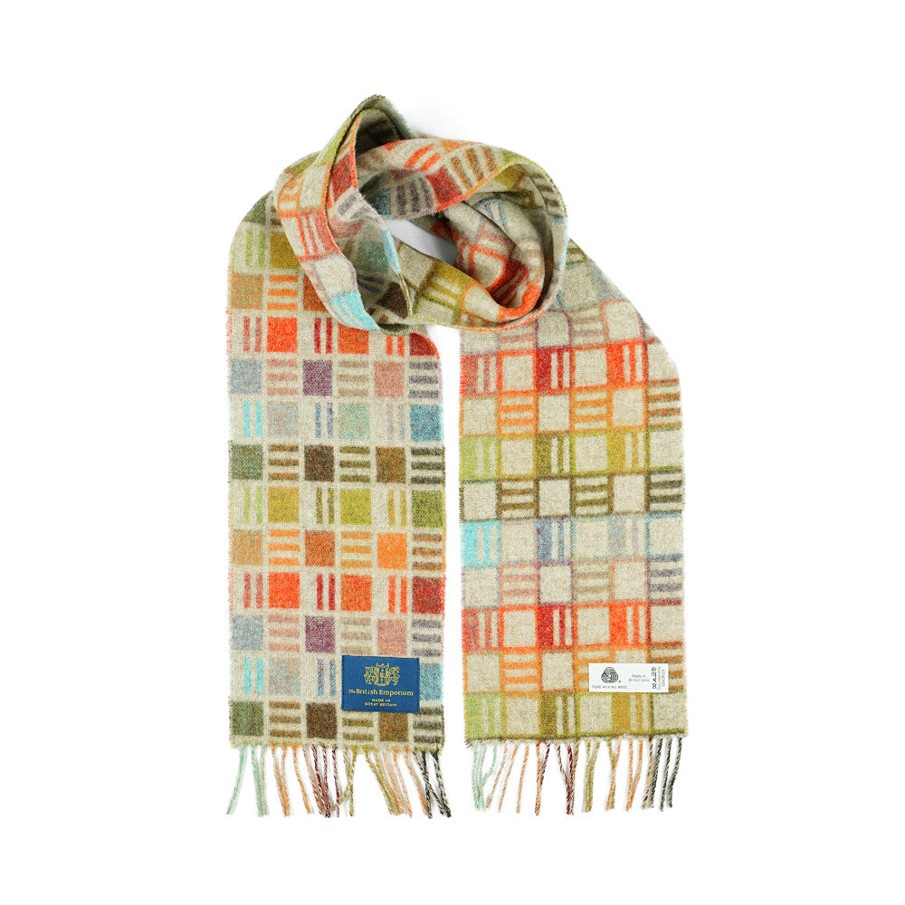 Edale Merino Wool Scarf Mosaic Sepia