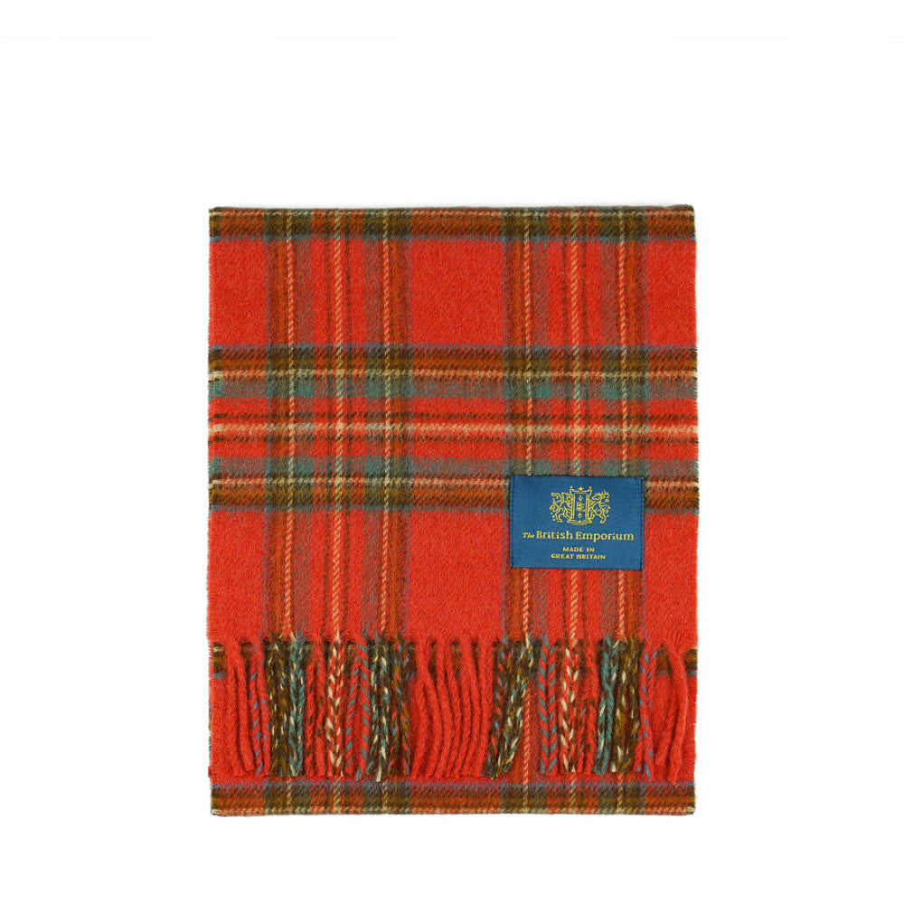 Cheviot Merino Wool Scarf Tartan Sienna