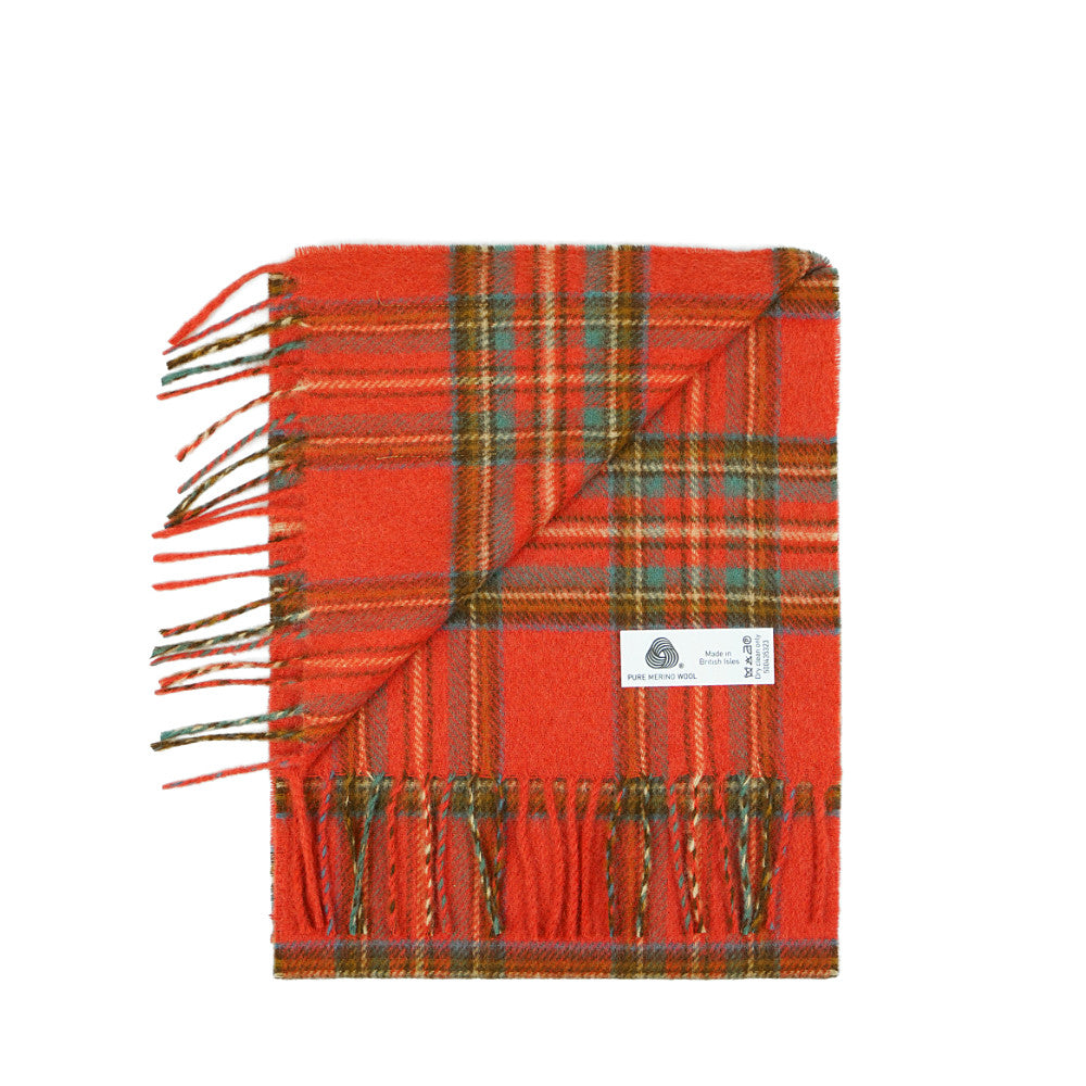 Cheviot Merino Wool Scarf Tartan Sienna