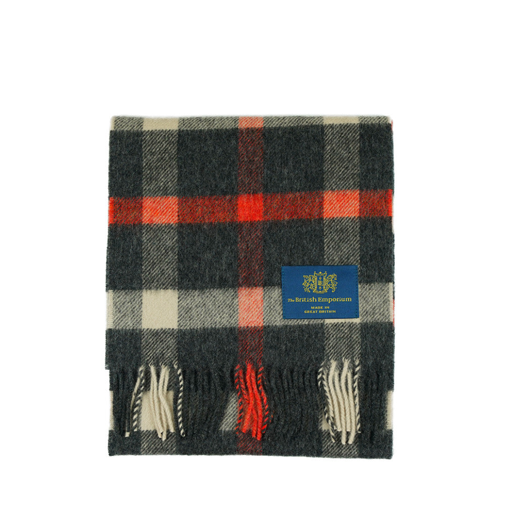 Cheviot Merino Wool Scarf Tartan Vermillion