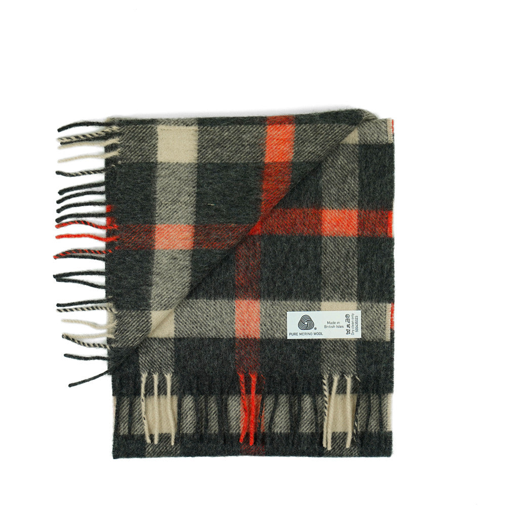 Cheviot Merino Wool Scarf Tartan Vermillion