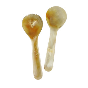Natural Ox Horn Salad Servers Set 30cm