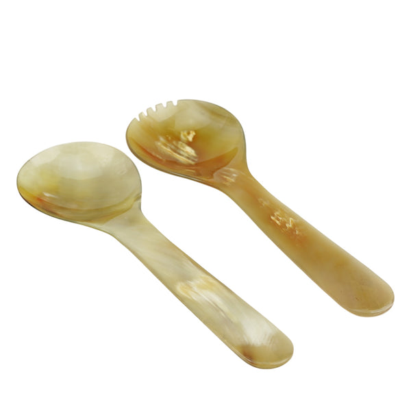 Natural Ox Horn Salad Servers Set 30cm
