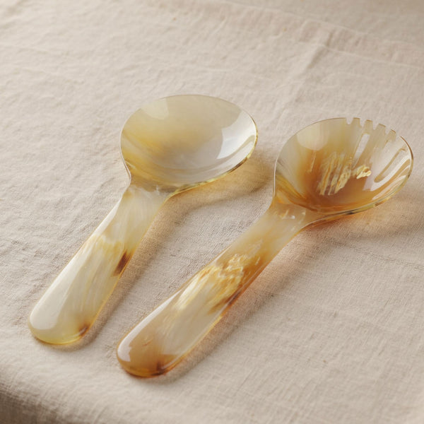 Natural Ox Horn Salad Servers Set 30cm