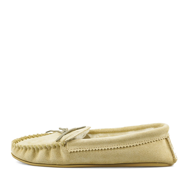 Natural Suede Lambswool Moccasins