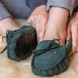 Natural Suede Lambswool Moccasins