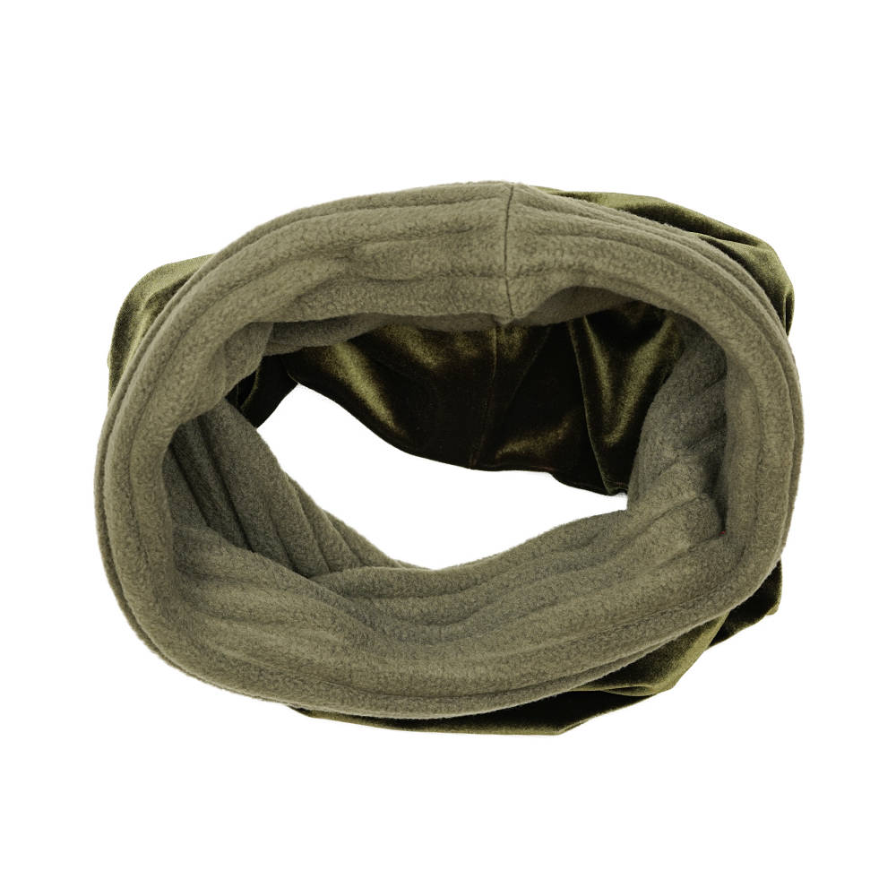 Olive Green Velvet Snood Scarf