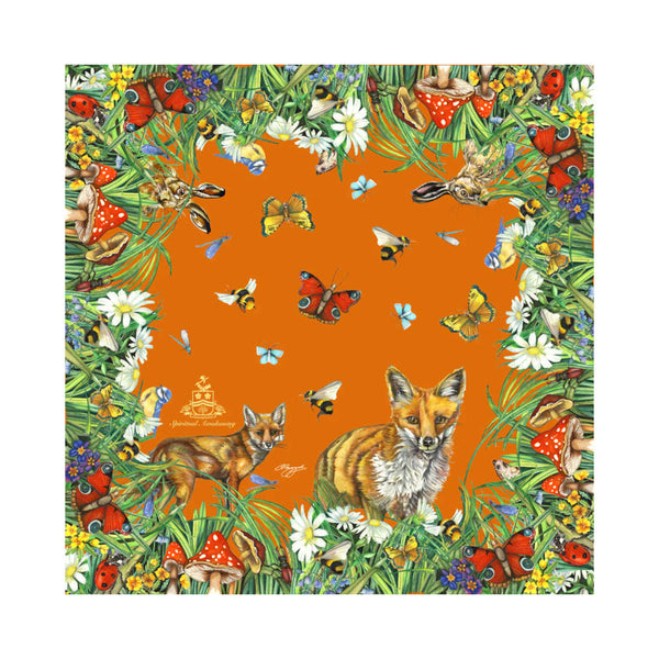 Spiritual Awakening Saffron Large Square Silk Scarf