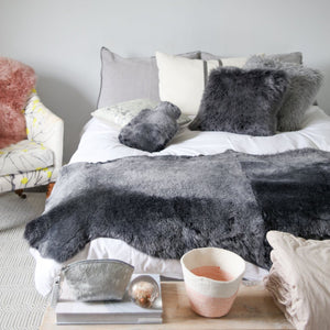 Munros Double Sheepskin Throw Rug Onyx Grey