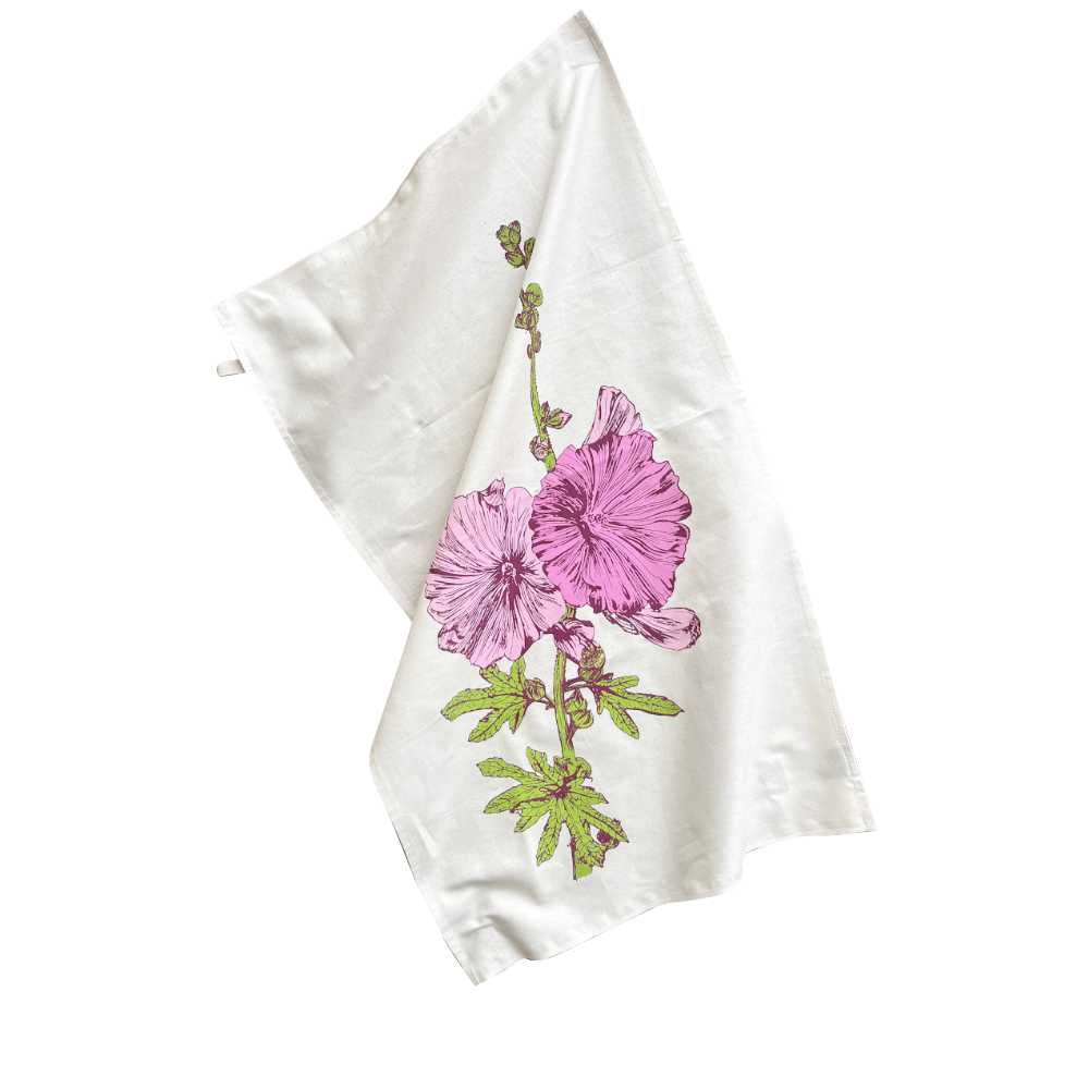 Holihocks Tea Towel