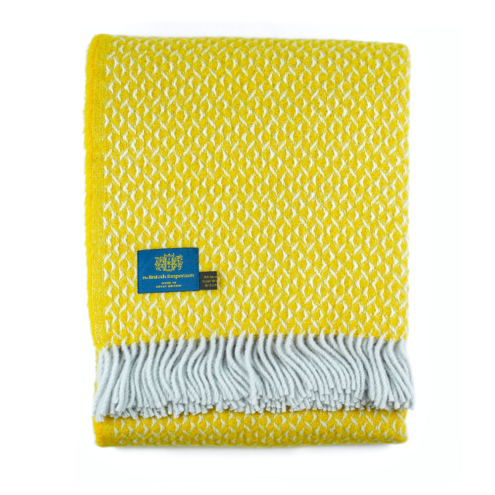 Lymm Pure New Wool Throw Blanket Lemon Daisy