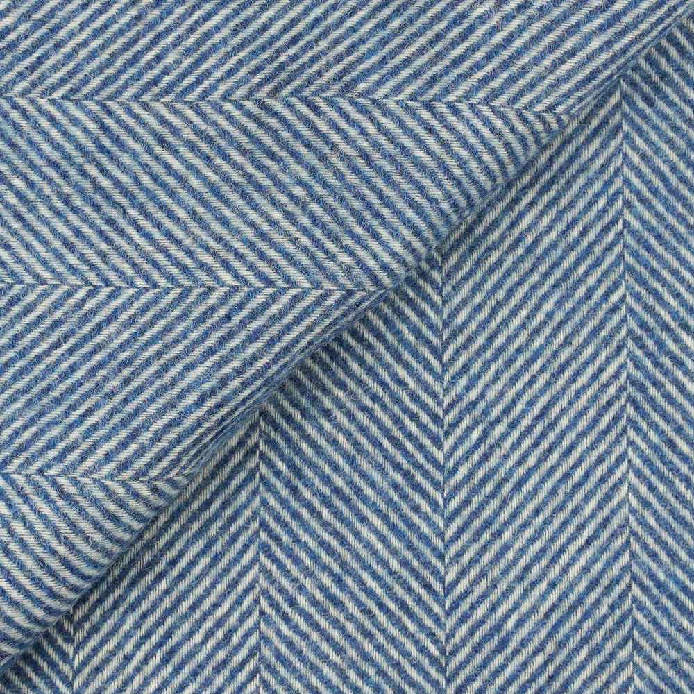 Mawes Herringbone Pure Wool Throw Cobalt
