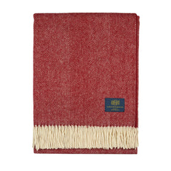 Mawes Herringbone Pure Wool Throw Maroon