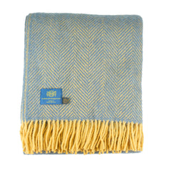 Bibury Pure Wool Throw Blanket Slate Blue