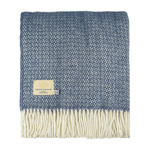 Truro Pure New Wool Throw Blanket Antarctic Blue