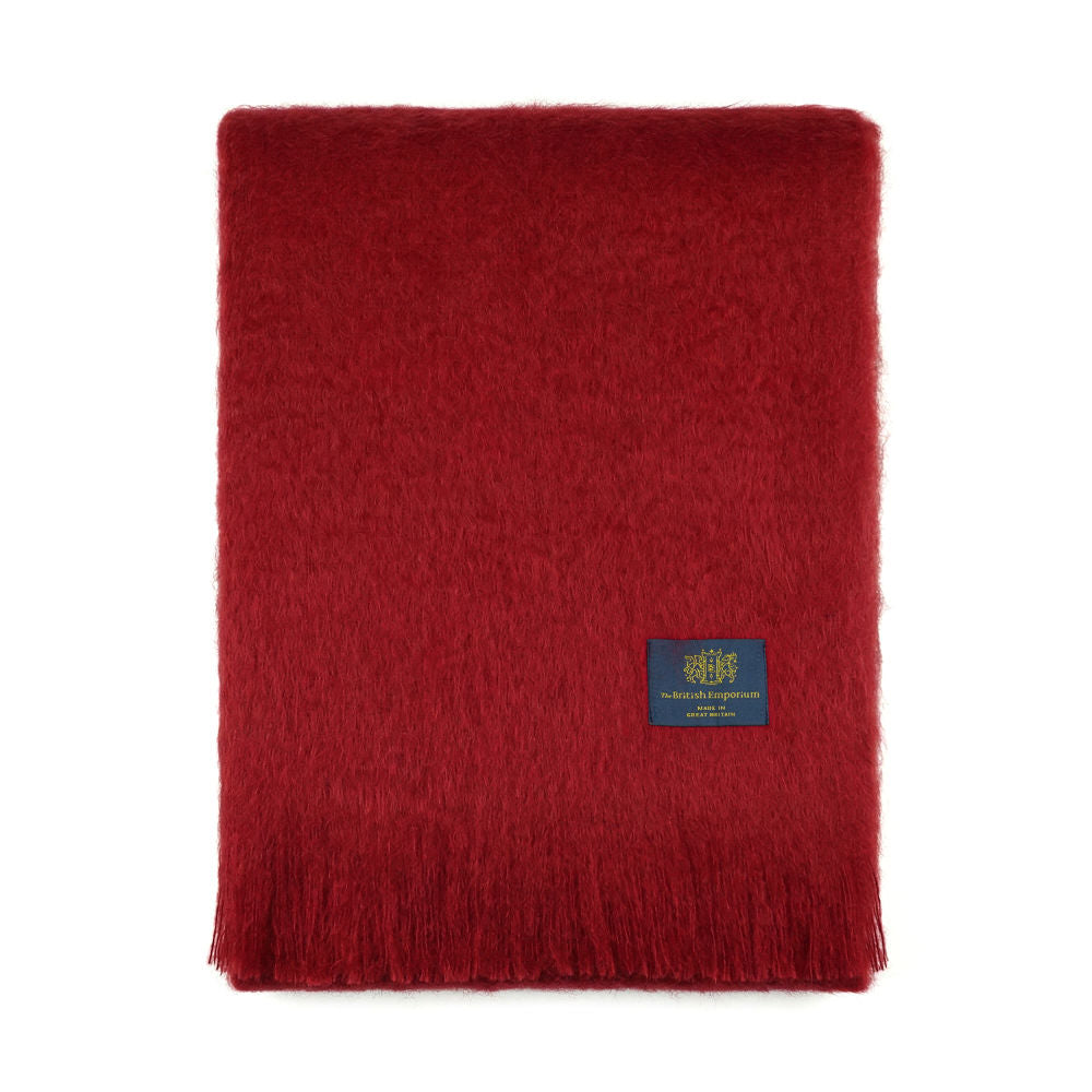 Marylebone Mohair Throw Blanket Ruby Red