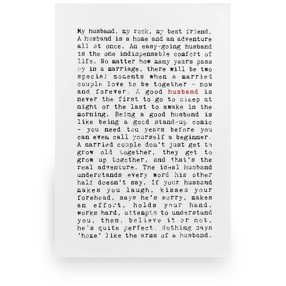 Husband Quotes Art Print