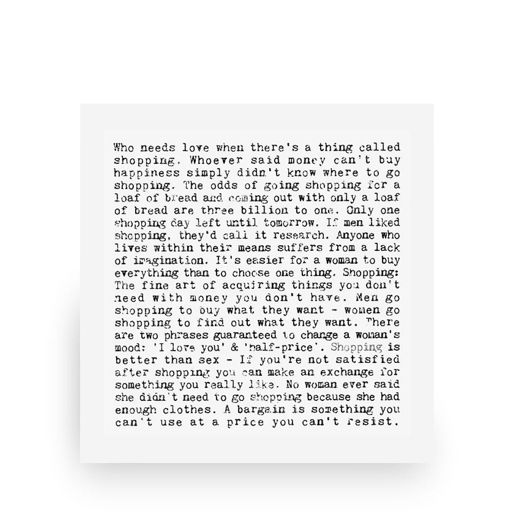 Shopping Quotes Art Print