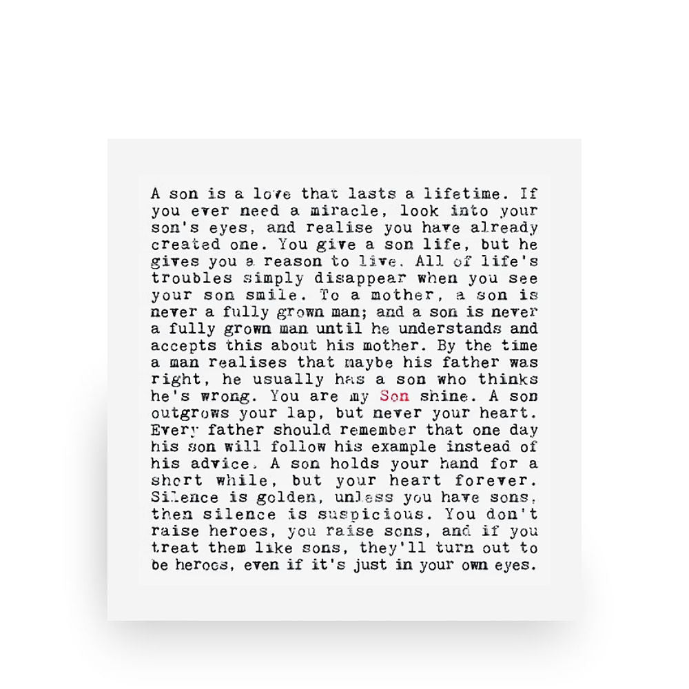 Son Quotes Art Print