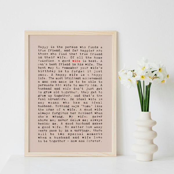 Wife Quotes Art Print