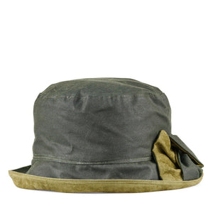 Victoria Rain Hat With Suede Bow Olive Green