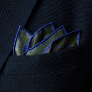Whirligig Medallion Silk Pocket Square Red Green