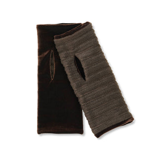 Chocolate Brown Wristees Velvet Fingerless Gloves