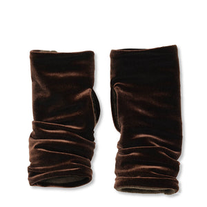 Chocolate Brown Wristees Velvet Fingerless Gloves