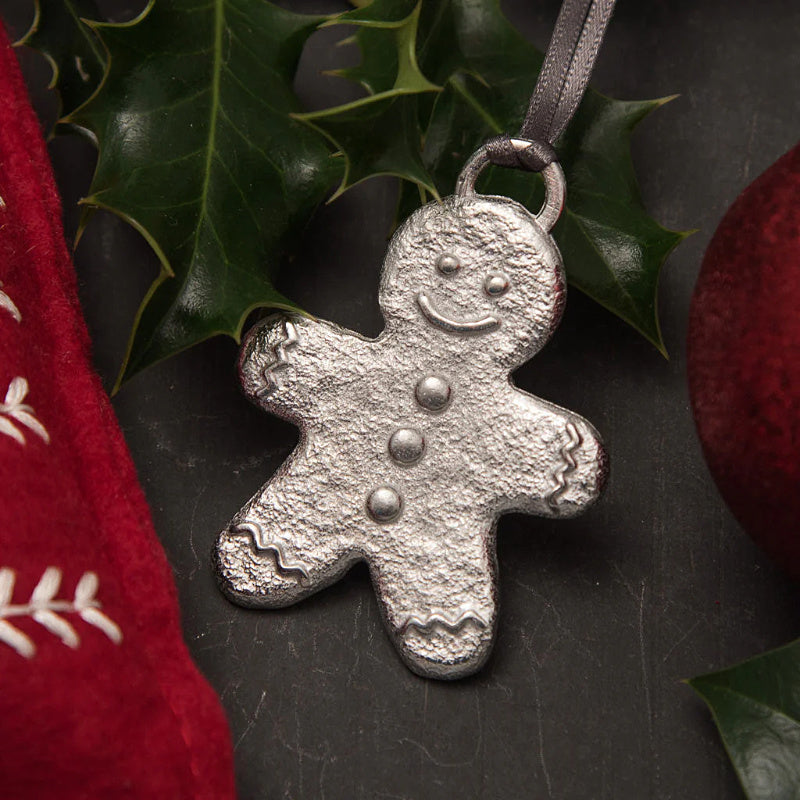 Gingerbread Man Pewter Christmas Decoration