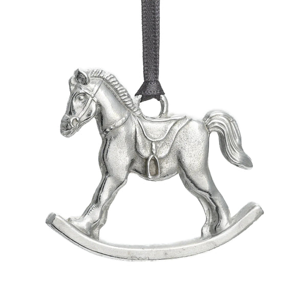 Rocking Horse Pewter Christmas Decoration