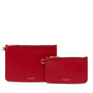 Crimson Leather Zip Pouch