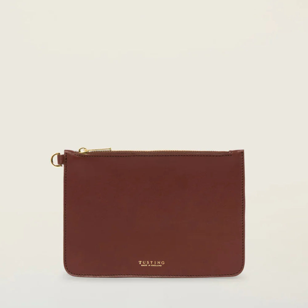 Pecan Leather Zip Pouch